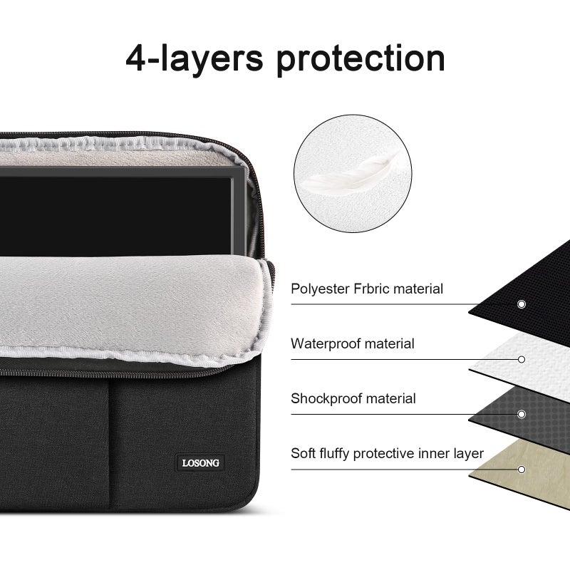 Losong Portable Monitor Case 15.6 Inch  Protective Carrying Sleeve for Most 16.1/15.6 in Portable Monitors  Water Resistant Portable Laptop Display Bag with Accessory Pocket  Size-15.3""x9.8"" Black - Image 2